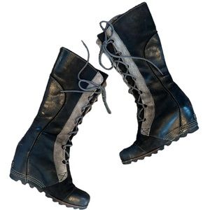 Sorel Cate the Great Wedge Tall black leather waterproof boots size 8.5